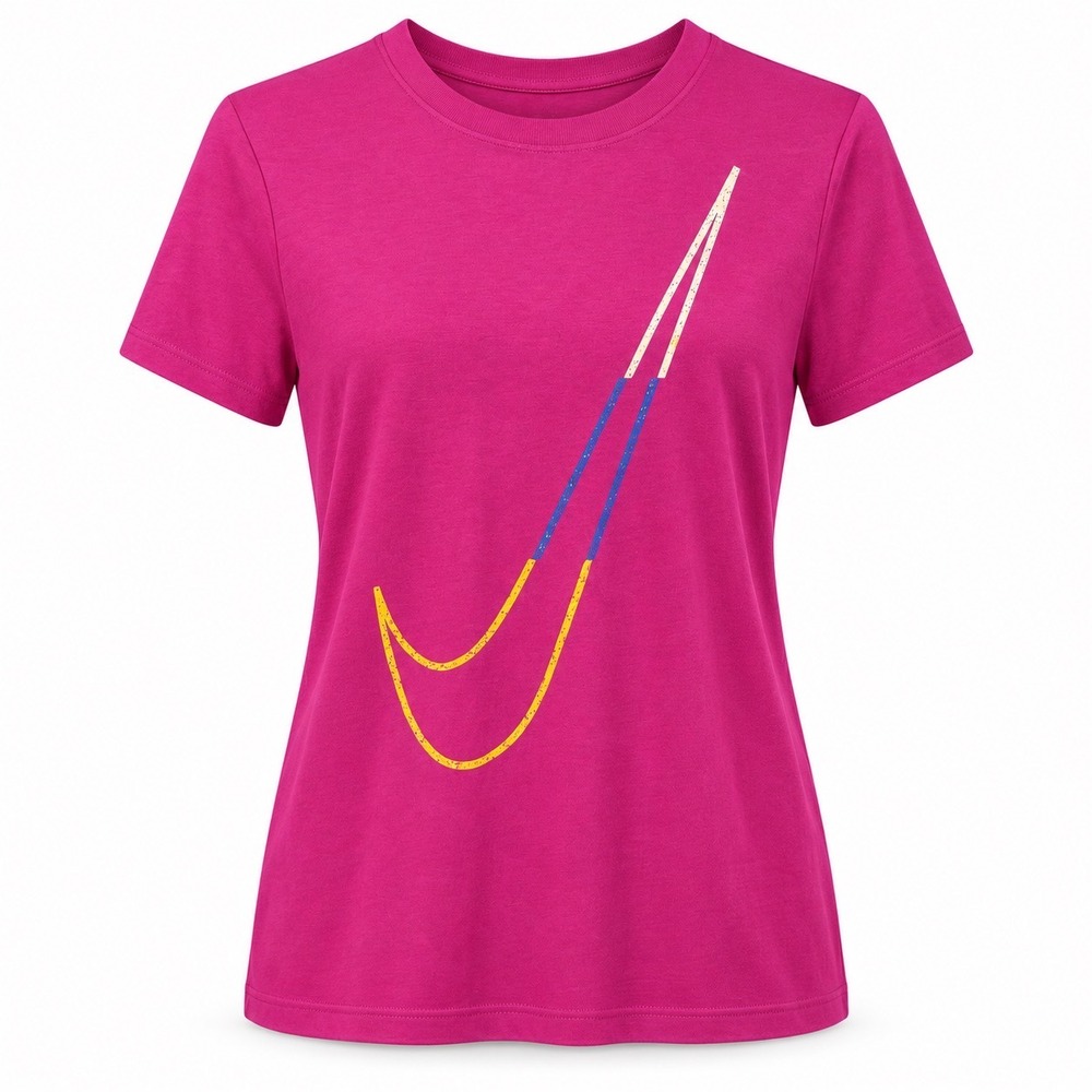 Nike Dri-FIT Womens Large Pink Short Sleeve Graphic Swoosh T-Shirt Magenta